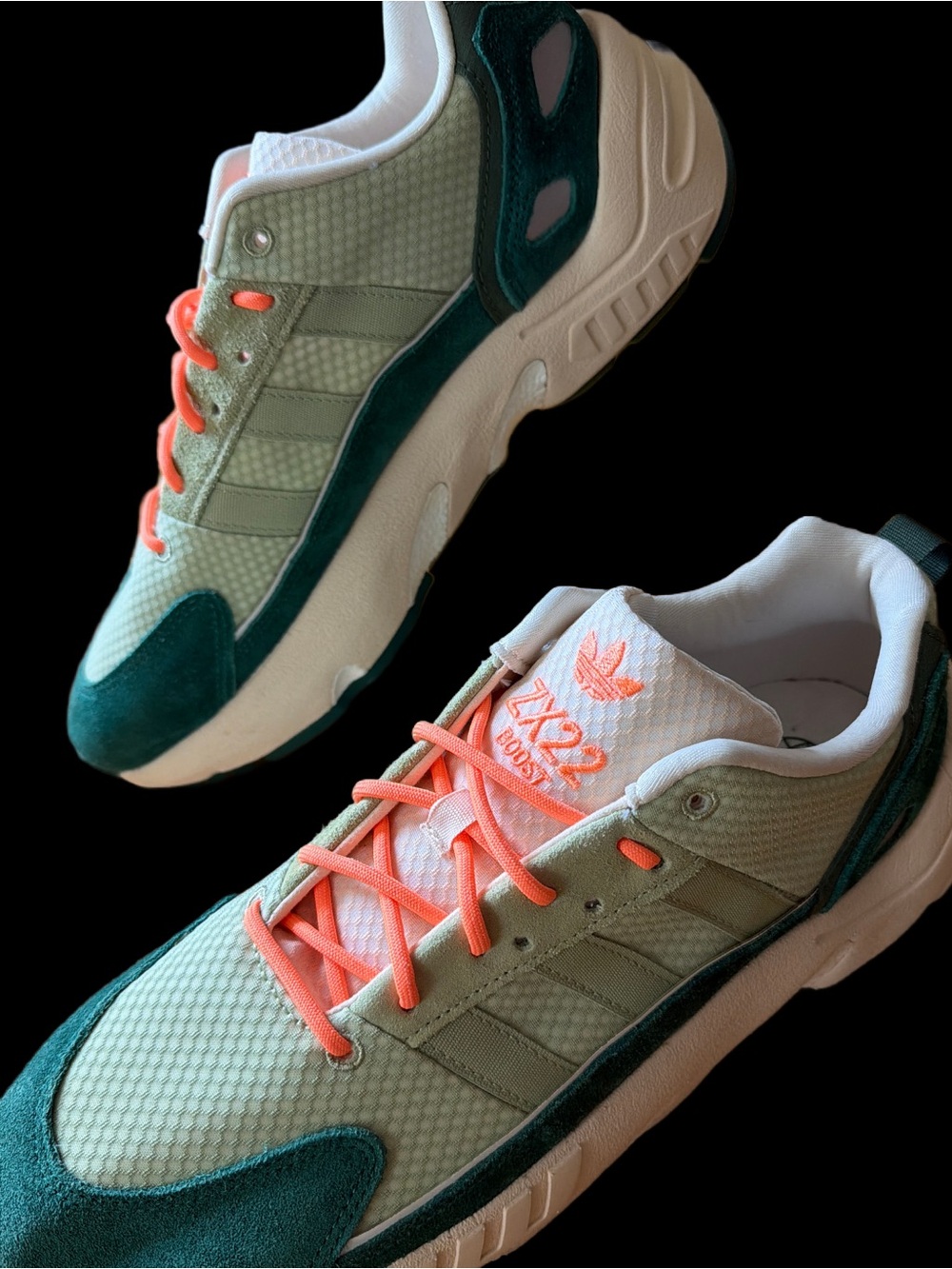 adidas ZX22 BOOST Sneakers Green/Mint Green/Florescent Orange men’s size 11